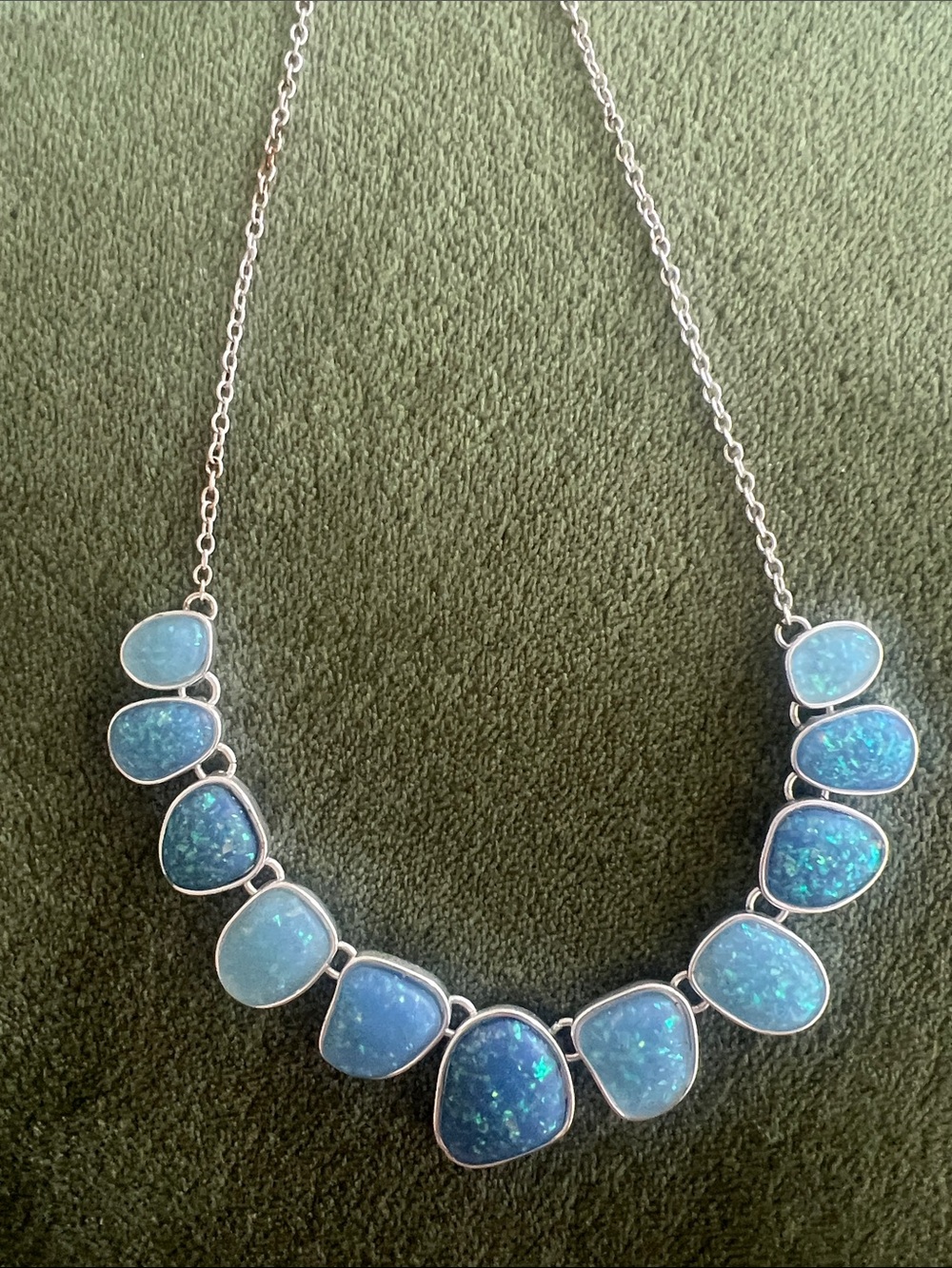 Blue Opal Teardrop Statement Necklace - Women Jewelry
